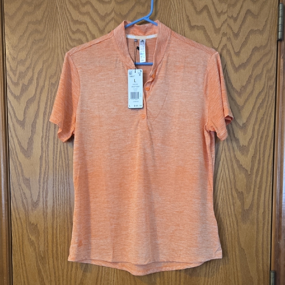 Adidas Orange Fitted Polo Shirt